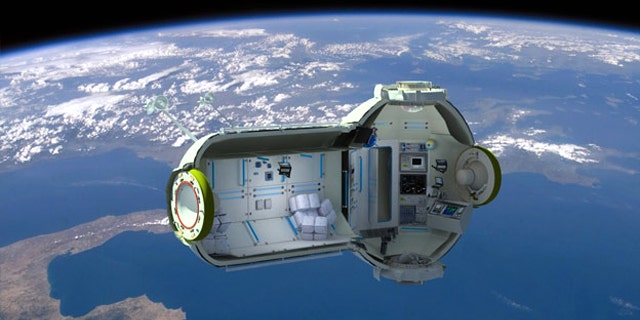 A cross-section of the planned Commercial Space Station, as envisioned by Russian companies Orbital Technologies and RSC Energia.