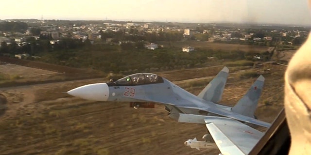 Russian fighter jets take off from Syria's Hemeimeem air base in November.