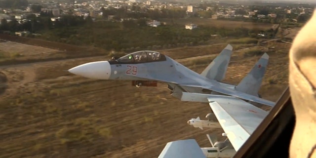 Russian fighter jets take off from Syria's Hemeimeem air base in November.