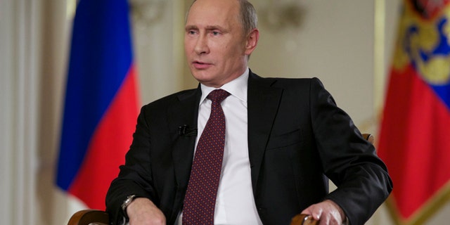 Sept. 3, 2013: Russian President Vladimir Putin speaks during an interview with John Daniszewski, the Associated Press Senior Managing Editor for International News during an AP interview at Putin's Novo-Ogaryovo residence outside Moscow. Putin sought to downplay the current chill in the U.S.-Russian relations and said that the two countries need to cooperate on a range of issues in the interests of global stability.