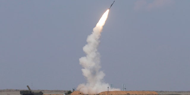 The S-300 air defence system launches a missile during the International Army Games 2016 at the Ashuluk military polygon outside Astrakhan, Russia, August 7, 2016.