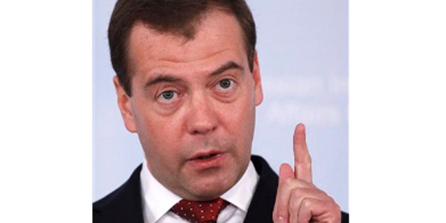 Russian President Dmitry Medvedev speaks at the Russian International Affairs Council in Moscow March 23, 2012.