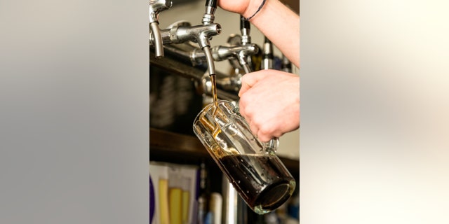 Beer pouring in beer bar