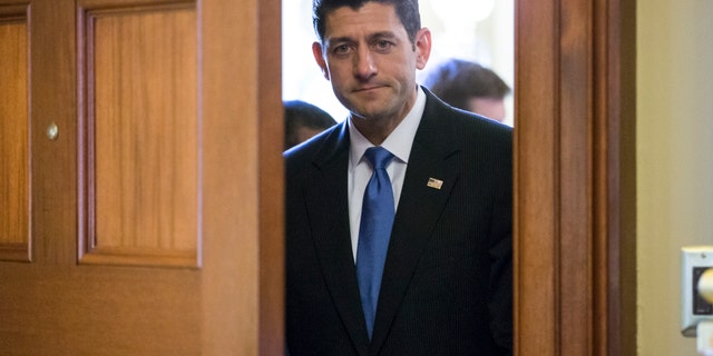 In this photo taken June 8, 2016, House Speaker Paul Ryan of Wis. arrives at his office on Capitol Hill in Washington to prepare for meeting with India's Prime Minister Narendra Modi. Ryan will speak Thursday, June 9, 2016, at the Council on Foreign Relations in Washington to unveil the national security plank of the Republican agenda and discuss recommendations from their Congressional National Security Task Force. (AP Photo/J. Scott Applewhite)