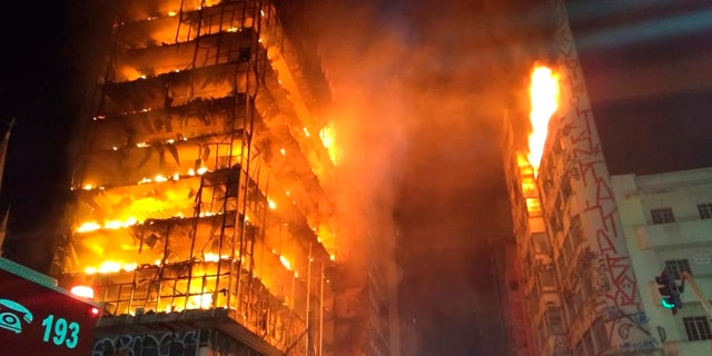 A fire broke out at an abandoned building in downtown Sao Paulo on Tuesday.