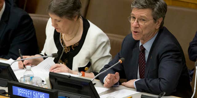 Earth Institute at Columbia University Director Jeffrey Sachs speaks during a high level meeting on the Implementation of the Climate and Development Agendas, April 22, 2016, at U.N. headquarters. (AP Photo/Mary Altaffer)