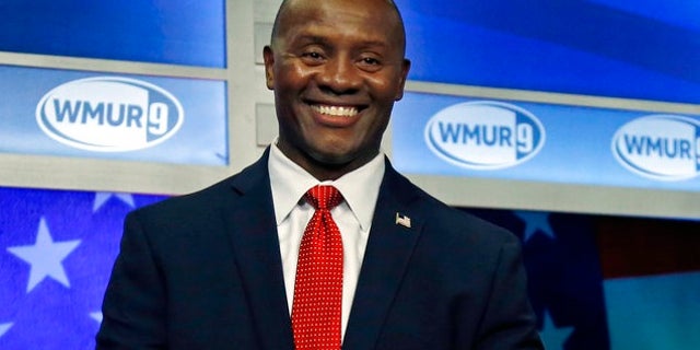 Giuliani-backed New Hampshire congressional hopeful Eddie Edwards after a debate earlier this month.