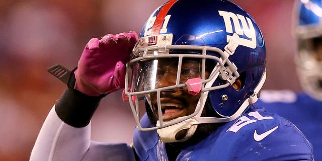 EAST RUTHERFORD, NJ - OCTOBER 11: Landon Collins #21 of the New York Giants celebrates his stop of the San Francisco 49ers in the second quarter at MetLife Stadium on October 11, 2015 in East Rutherford, New Jersey. (Photo by Elsa/Getty Images)