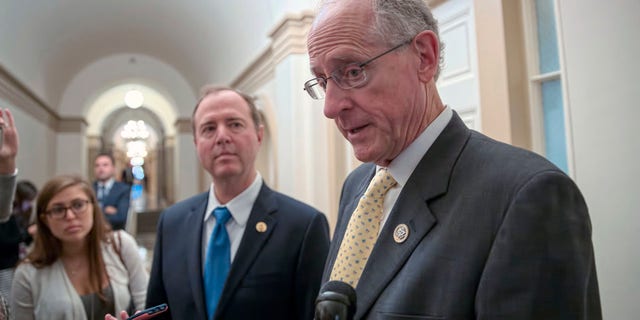 Rep. Mike Conaway, right, with Rep. Adam Schiff.