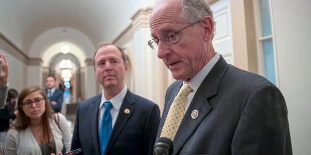 Rep. Mike Conaway, right, with Rep. Adam Schiff.