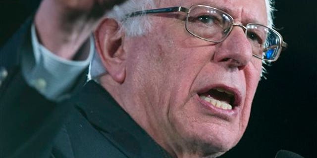 Democratic presidential candidate Sen. Bernie Sanders, I-Vt., speaks during the Jefferson Jackson Dinner, on Saturday, Feb. 13, 2016, in Denver. (AP Photo/Evan Vucci)