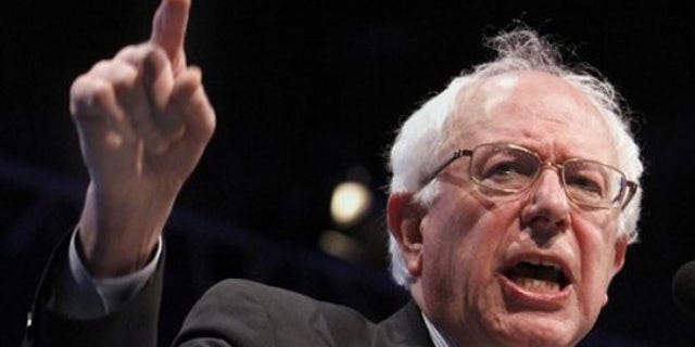Sen. Bernie Sanders gestures as he speaks at the Californi Democrats State Convention in Sacramento, Calif., April 30.