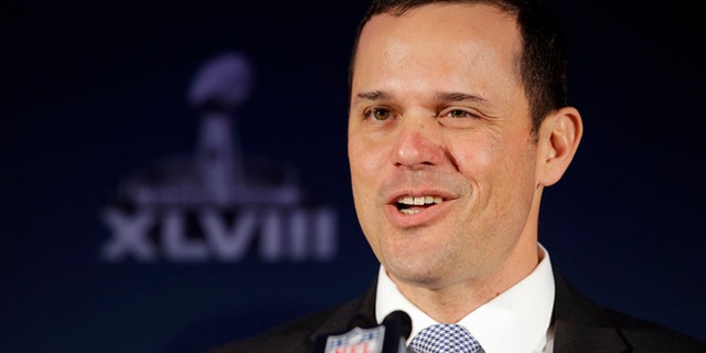 Jan. 30, 2014: John Sandweg, the acting director of the U.S. Immigration and Customs Enforcement, speaks during a news conference on counterfeit merchandise at the NFL Super Bowl XLVIII media center.