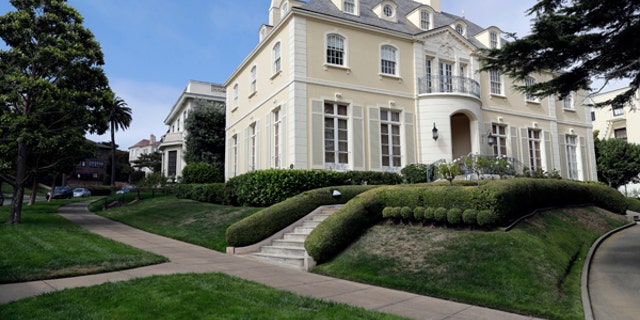 An overview of the Presidio Terrace neighborhood, Monday, Aug. 7, 2017, in San Francisco. Thanks to a city auction stemming from an unpaid tax bill, a Bay Area real state investor bought the street in the neighborhood and now owns the sidewalks, the street itself and other areas of "common ground" in the private development that, the San Francisco Chronicle reports, has been managed by the homeowners association since at least 1905. (AP Photo/Marcio Jose Sanchez)