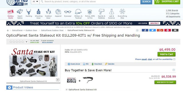 Screen shot of (http://www.opticsplanet.com/)