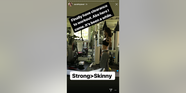 One week after being hospitalized, Sarah Hyland is back in the gym.