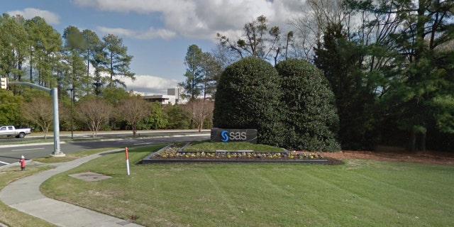 The entrance to the 900-acre campus of SAS in Cary, N.C.