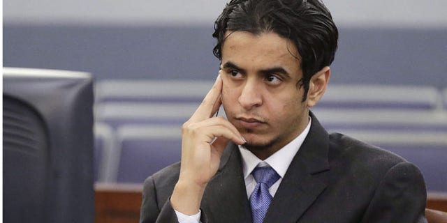 Oct. 11, 2013: Defendant Mazen Alotaibi listens to comments by Judge Stefany Miley during the jury selection process for his trial at the Clark County District Court in Las Vegas.