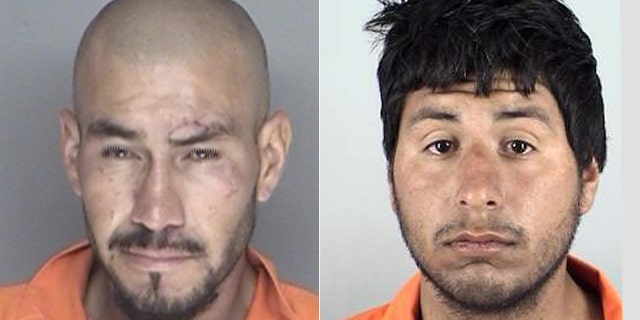Victor Aureliano Martinez Ramirez, (l.), and Jose Fernando Villagomez, (r.), allegedly broke into the home of Marilyn Pharis on July 24. (Santa Maria Police Department)