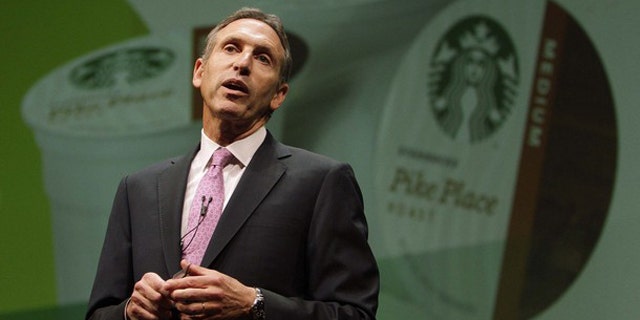 Starbucks CEO Howard Schultz speaks to shareholders at the company's annual meeting of shareholders in Seattle March 23.
