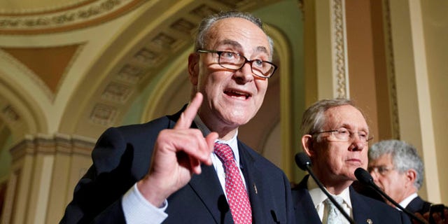 May 8, 2012: Sen. Charles Schumer speaks to reporters following a weekly strategy luncheon.