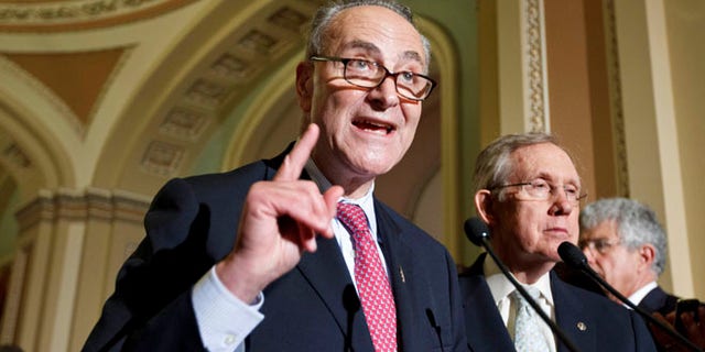 May 8, 2012: Sen. Charles Schumer speaks to reporters following a weekly strategy luncheon.