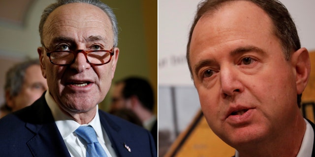 Senate Minority Leader Chuck Schumer (left) and California Rep. Adam Schiff.