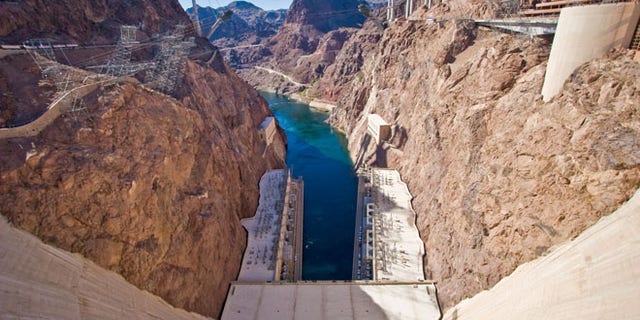 The Colorado River as seen from the Hoover Dam.