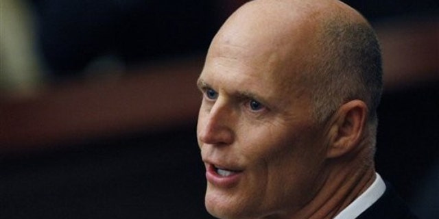 Florida Gov. Rick Scott delivers his state of the state speech to the Florida legislature in Tallahassee March 8.