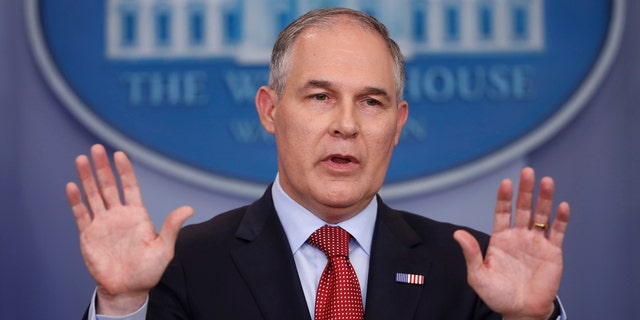EPA Administrator Scott Pruitt speaks to the media during the daily briefing in the Brady Press Briefing Room of the White House in Washington on June 2, 2017.