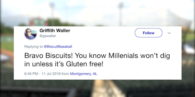 The Montgomery Biscuits' tweet advertising 'Millennial Night' received nearly 600 comments.