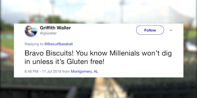 The Montgomery Biscuits' tweet advertising 'Millennial Night' received nearly 600 comments.