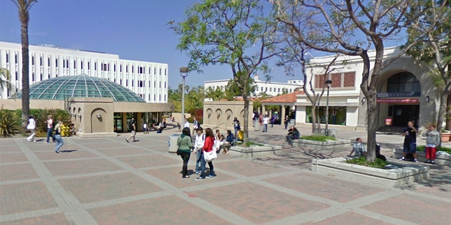 Students at San Diego State University, the site of a hate crime hoax following President Trump's election.