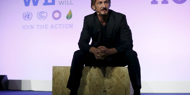 December 5, 2015. Actor and activist Sean Penn, delivers a speech during the World Climate Change Conference 2015 (COP21) at Le Bourget, near Paris, France.