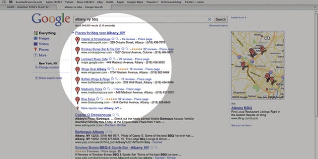 Google tops search results with its new place service.