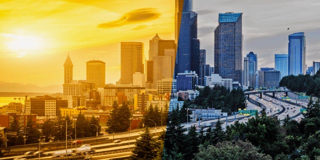 Seattle in sun and rain