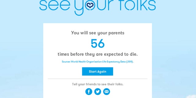 Website See Your Folks uses life expectancy data to estimate how much time you have left with your parents.