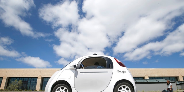 A Google car prototype at the Google campus in Mountain View, Calif.