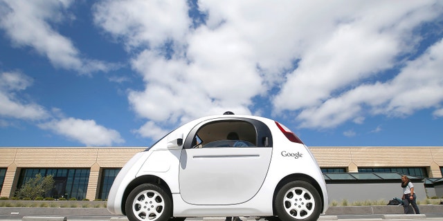 A Google car prototype at the Google campus in Mountain View, Calif.
