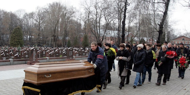 Sergei Magnitsky, shown during his funeral, died at the age of 37 after being beaten in a Russian jail in 2009 —while investigating what happened to $230 million Browder claims he paid to the Russian government in tax, but that was stolen by corrupt officials in an elaborate scheme. The Magnitsky Act sanctions those who the U.S. Congress deems are in some way responsible for Magnitsky’s death and the fraud.