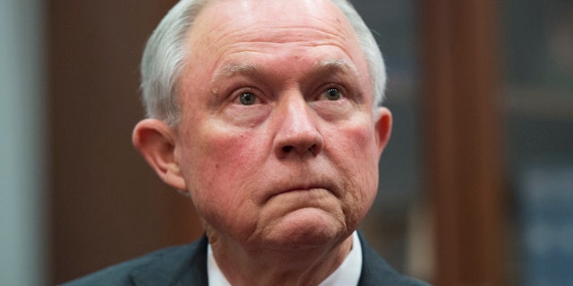 FILE - In this Nov. 29, 2016, file photo, Attorney General nominee Sen. Jeff Sessions, R-Ala., is shown while meeting with Sen. Charles Grassley, R-Iowa, Chairman of the Senate Judiciary Committee, on Capitol Hill in Washington. Several NAACP members, led by their national president, staged a sit-in Tuesday, Jan. 3, 2017, at the Alabama office of U.S. Sen. Jeff Sessions to protest his nomination to be the nation's next attorney general. (AP Photo/Molly Riley, File)