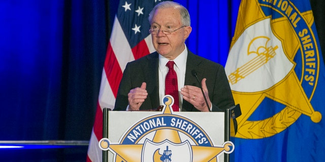 Attorney General Jeff Sessions addresses the National Sheriffs' Association Winter Conference Monday in Washington.