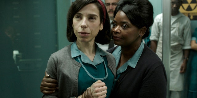 This image released by Fox Searchlight Pictures shows Sally Hawkins, left, and Octavia Spencer in a scene from the film "The Shape of Water." On Monday, Dec. 11, 2017, Hawkins was nominated for a Golden Globe for best actress in a motion picture drama for her role in the film.