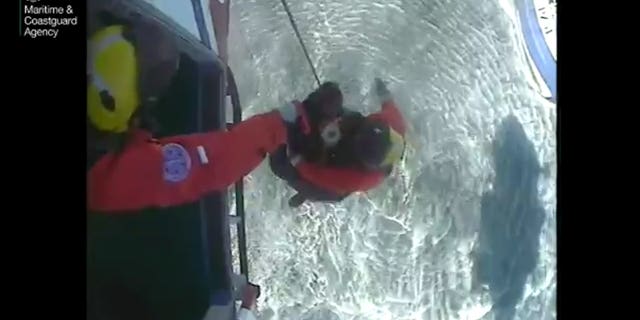 The crew of the helicopter has praised the fishermen on the boat for attending to the injured man's wound before they arrived.