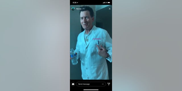 Charlie Sheen on the set of rapper Lil Pump's upcoming music video.