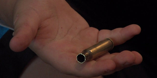 This photo, provided by Fox affiliate WDAF-TV, shows the souvenir shell casing.