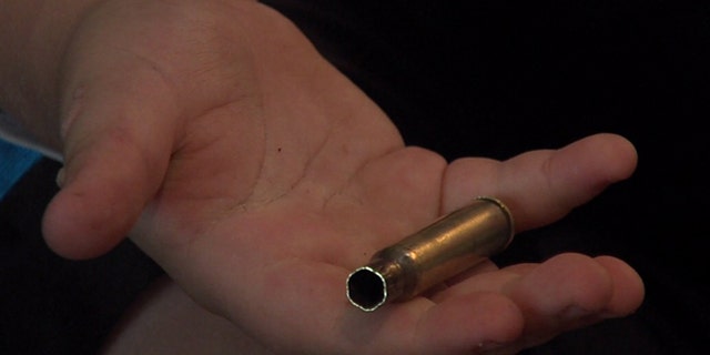 This photo, provided by Fox affiliate WDAF-TV, shows the souvenir shell casing.