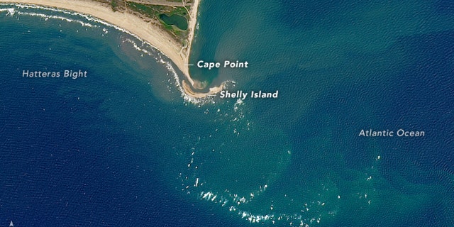 "Shelly Island" disappeared after being battered by winter storms, the National Park Service said.