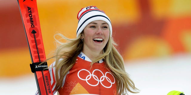 The United States' Mikaela Shiffrin smiles after competing in the women's combined slalom at the 2018 Winter Olympics.