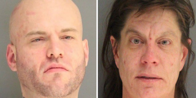 Christopher McDowell, 34, and April Wright, 48, accidentally turned themselves in after walking into police headquarters.